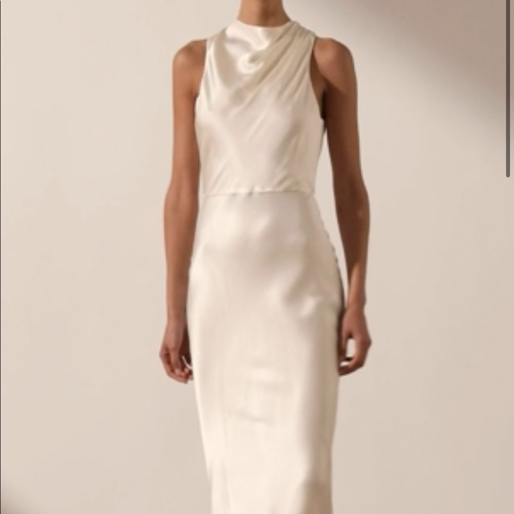 LA LUNE HIGH NECK MAXI DRESS - CREAM